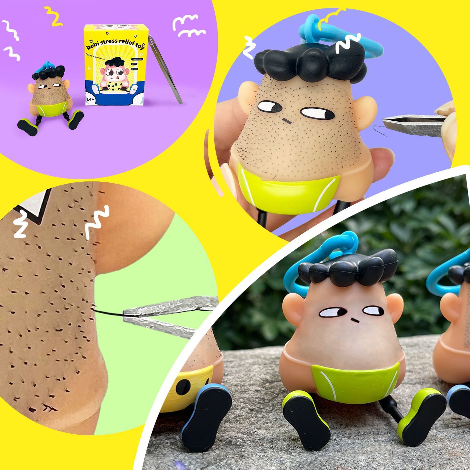 Nuevos juguetes de extracción de cabeza negra extracción de cabeza negra extracción de barba extraña descomposición de colgantes de llaves artefactos mágicos