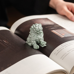 Green Sand Stone Macey Lion Tea Pet Ornaments Retro Home Lucking for Wealth Nafu Fish Tank Decoration Tea Table Desktop Tea Play Ornaments