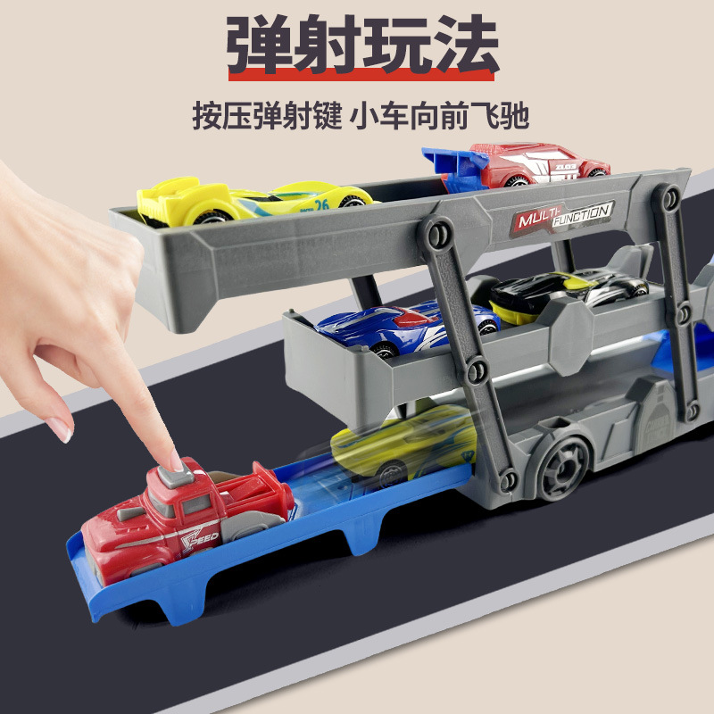 국경 간 수출 변형 배출 자동차 어린이 장난감 폴딩 트랙 슬라이딩 스토리지 컨테이너 트럭 운송업자 남성 세트