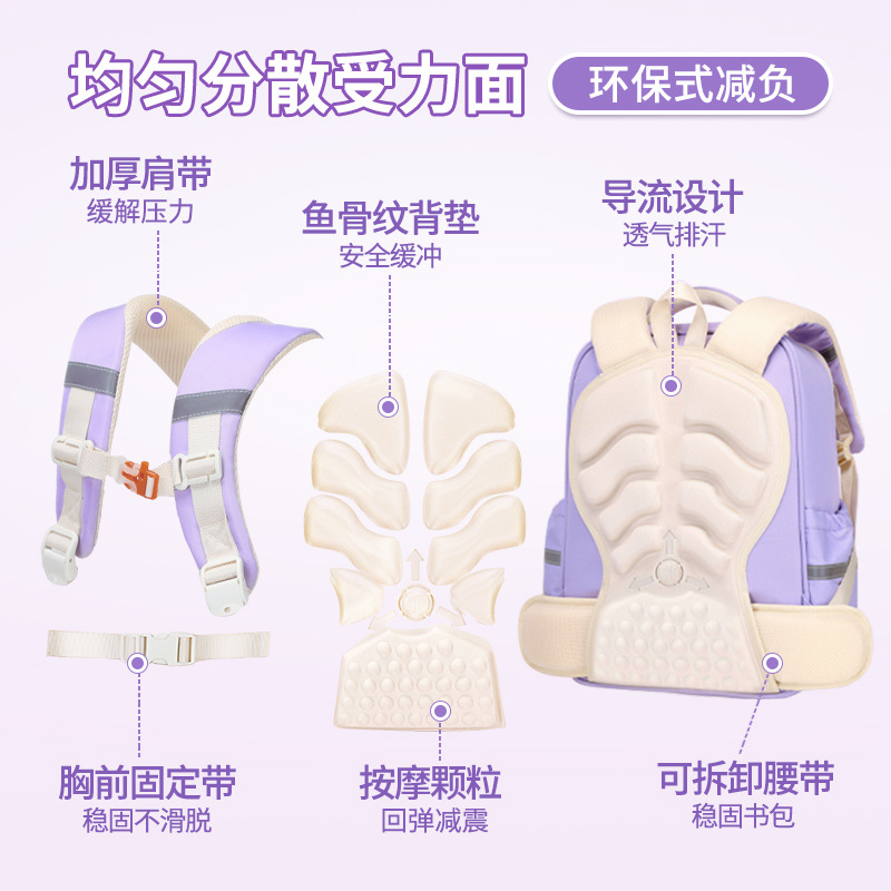 Mochila de nube ligera para estudiantes de primaria, mochila ultraligera, resistente al desgaste, niños y niñas de grado 1-3-6