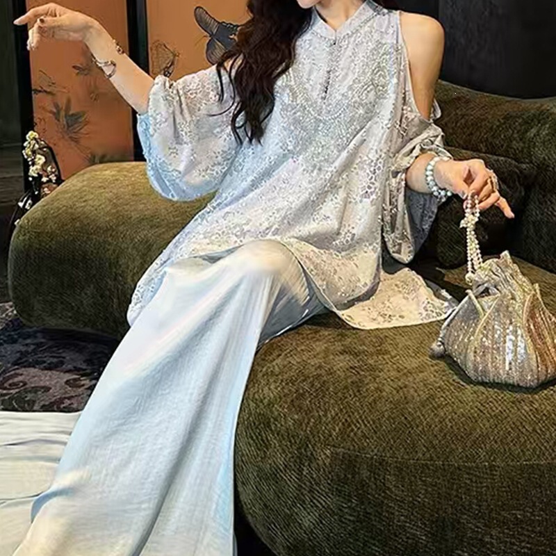 National Style Heavy Sequin Embroidery Dress, Halter Neck Off-Shoulder Loose Long Dress, Zen-Inspired Retro Fairy Dress National Style Heavy Sequin Embroidery Dress, Halter Neck Off-Shoulder Loose Long Dress, Zen-Inspired Retro Fairy Dress