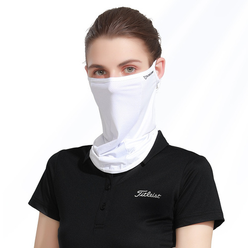 Golf sunscreen ice silk mask for women outdoor UV protection neck protection sunshade cool breathable ear hanging face veil