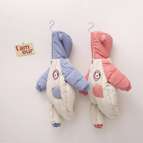 Baby's winter crawling suit, stylish baby outerwear, unisex onesie set, wearable baby wrap