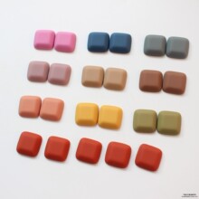秋冬款 橡皮感半丸树脂正方形贴片耳钉环日本diy手作材料配件