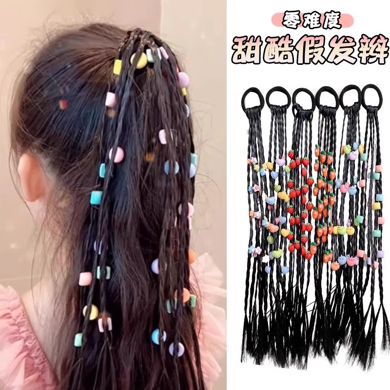 Dulce boxeo fresco peluca infantil Twist trenza anillo de pelo tocado de niña Cola de Caballo alta trenzada color de pelo cuerda de pelo accesorios para el cabello