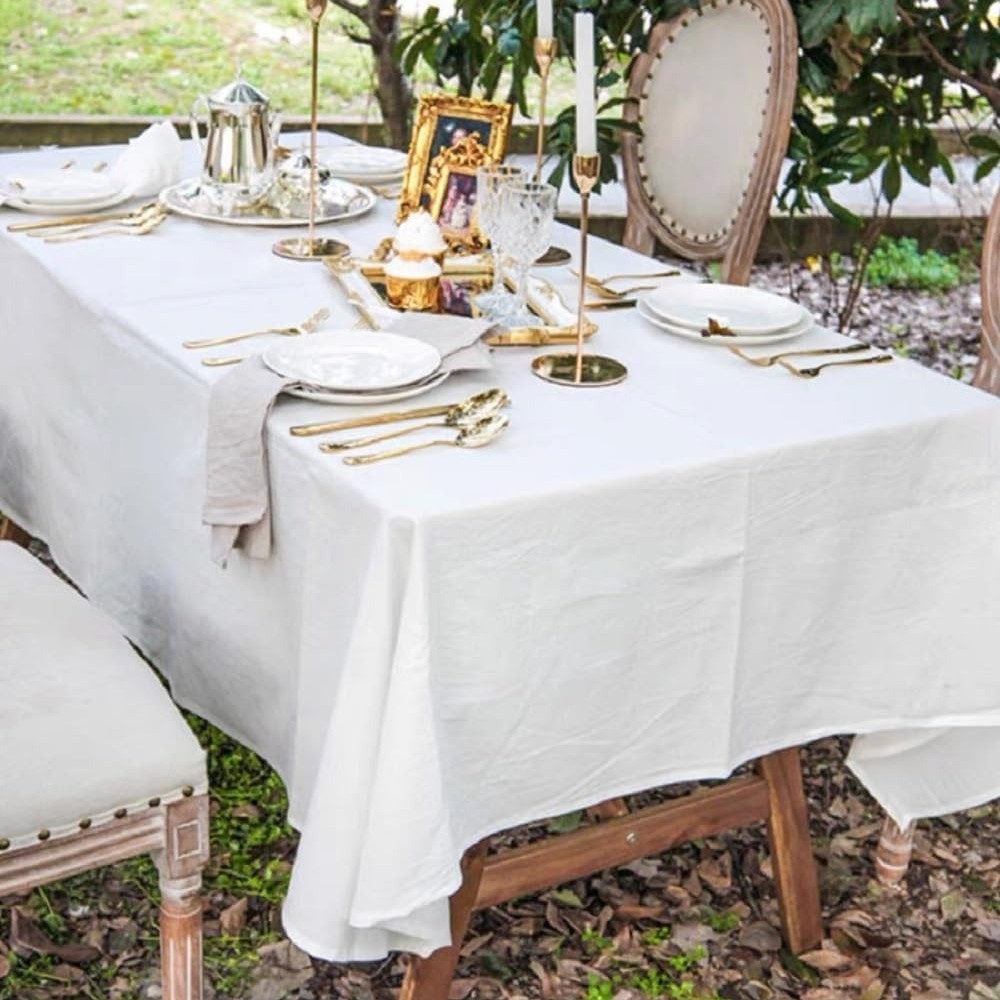 Mantel de Algodón Lavado Liso, Lino de Algodón Puro, Decoración de Boda al Aire Libre de Estilo Retro Francés, Fondo para Fotografía, Resistente al Desgaste y al Polvo