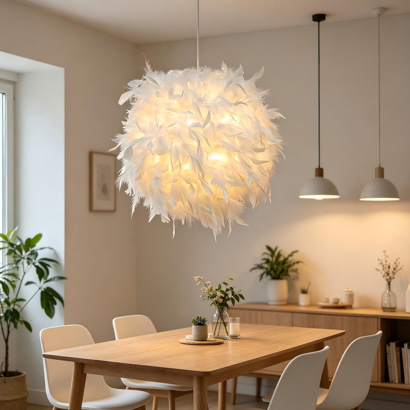 Warm and Romantic White, Pink, and Gray Badminton-Shaped Lampshade, Spherical Lampshade with E27 Interface for Wedding Decoration