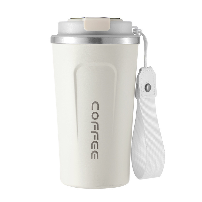 Taza de café inteligente de temperatura 304 taza de acero inoxidable portátil de cuerda de transporte de automóviles de oficina para hombres y mujeres con logotipo de impresión