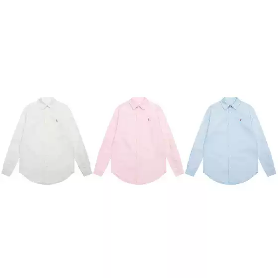 Ralph Lauren Classic Embroidered Pony Long Sleeve Oxford Shirt, Solid Color, Unisex