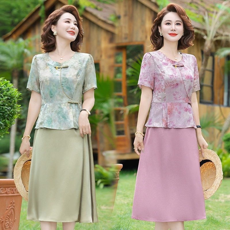 2025 новое платье с короткими рукавами, модное новое платье с цветочным принтом, большой размер, скрывающее живот, утягивающая юбка средней длины