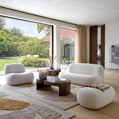 北歐現代pukka布藝沙發意式極簡侘寂風沙發椅小戶型創意ins休閒椅