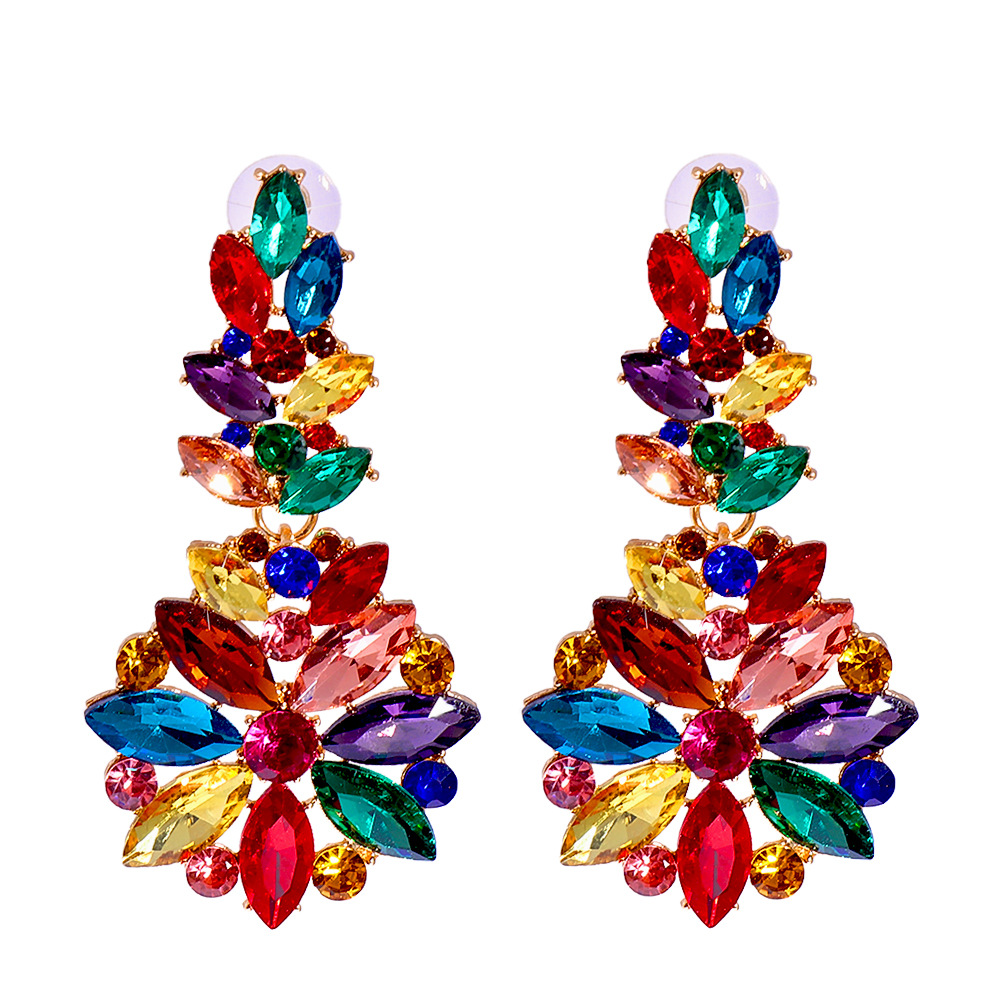 Nihaojewelry Jewelry Wholesale Fashion Geometric Inlaid Colorful Diamond Earrings display picture 16