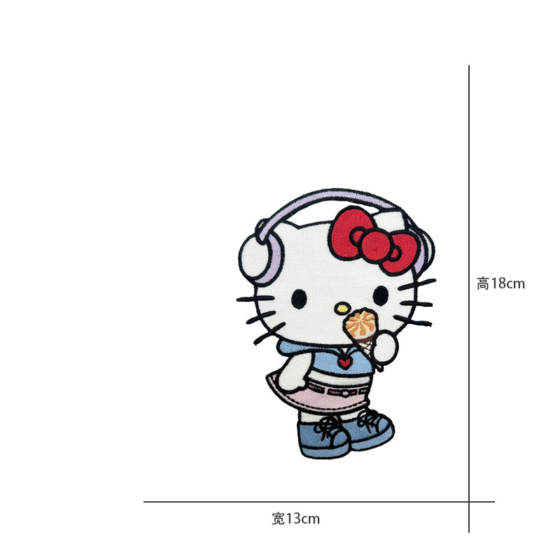 Cartoon al por mayor bordado por computadora kt pegatinas de tela de gato Sanliogou diy pegatinas de parche tejido cesta de ropa adorno accesorios pegatinas