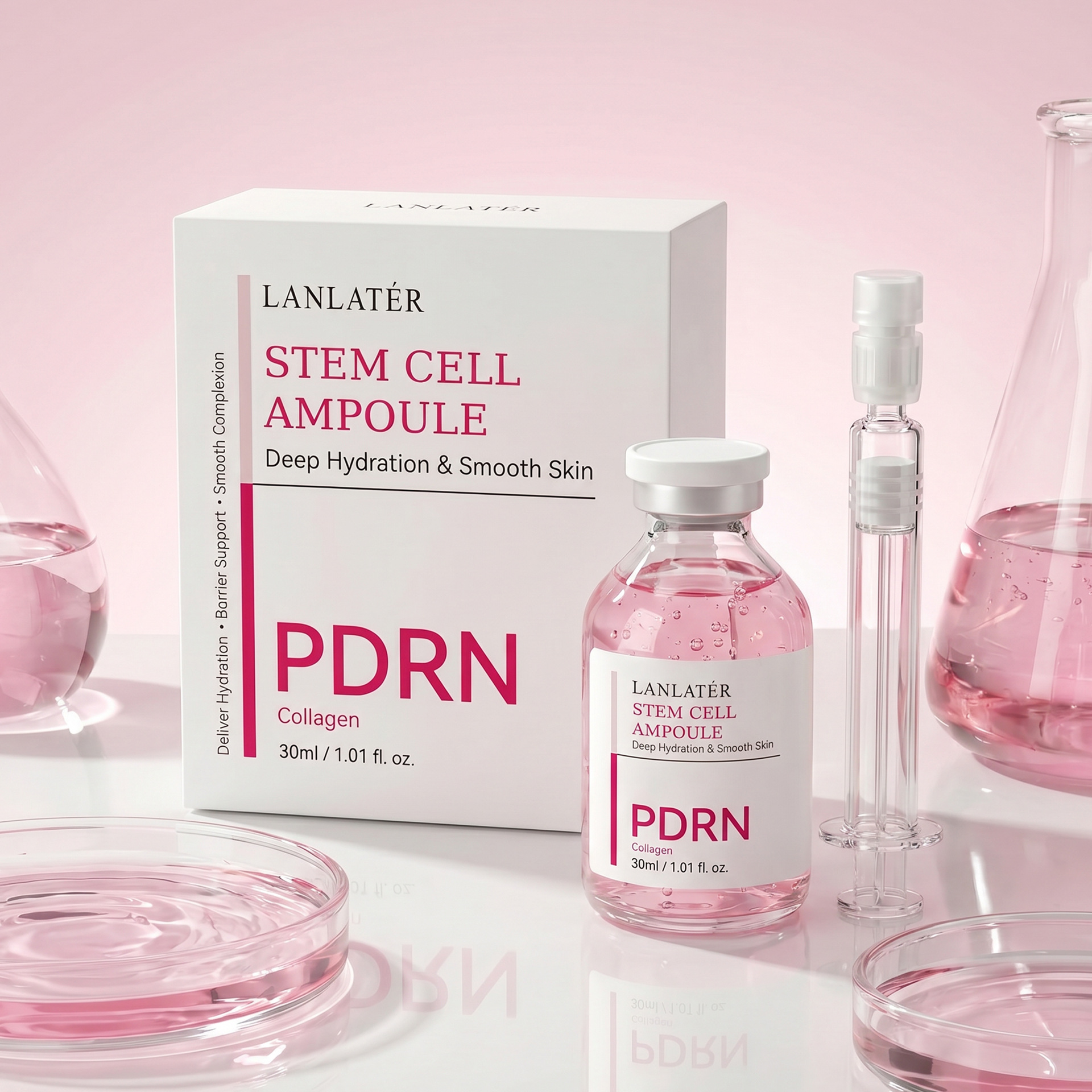 Sérum Facial en Ampollas de Ácido Hialurónico PDRN Hidratante y Humectante para Cuidado Facial
