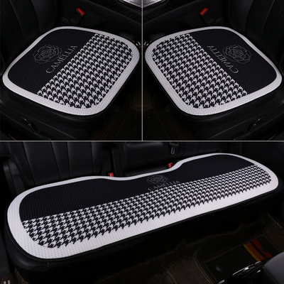 Seat cushion, seat cover Cushion, Universal for All Seasons, Linen - black-camellia-three-piece-set-2-front-seats-rear-seat-bench-honeycomb