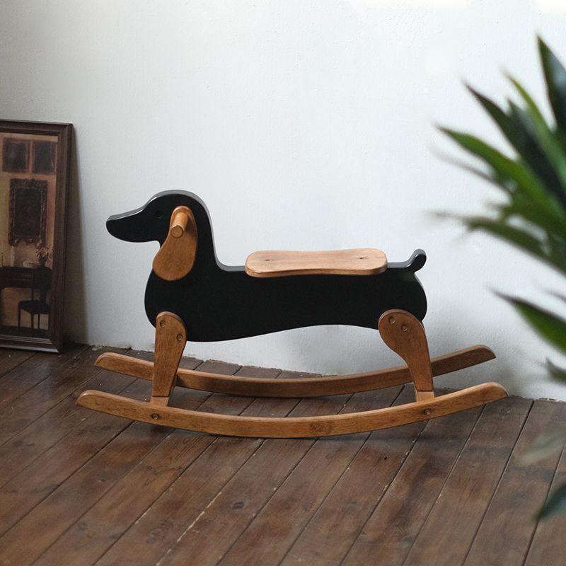 New Solid Wood Rocking Horse Rocking Chair for Small Apartment Living Room, Suitable for Adults and Children to Sit On, Rocking Horse Dog