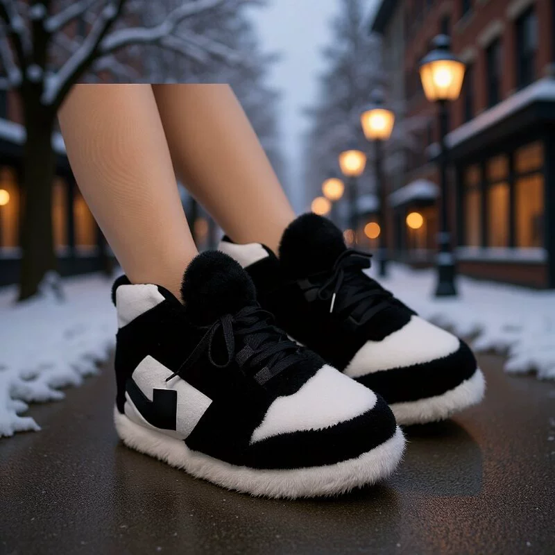 Хлопковые тапочки AJ1, хлопковые кроссовки Yeezy, тапочки в стиле «Назад в будущее», водонепроницаемые и теплые домашние тапочки, пушистые домашние тапочки для пар.