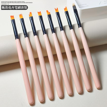 跨境亚马逊美甲套装实木杆8支套花瓣笔刷绘画花卉笔美甲工具批发