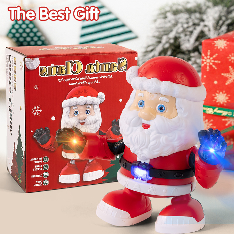 Nuevos juguetes de Navidad transfronterizos danza eléctrica Papá Noel niños creativos regalos de luces y música robot
