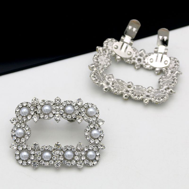 国境を越えたハイヒールアクセサリー、正方形のパールシューフラワー、取り外し可能なシューバックル、ラインストーン、ブライダルシューズ、革靴の装飾品卸売