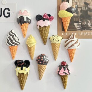 Simulation cute ice cream food and play refrigerator stickers magnetic stickers large collection glossy frosted ice cream message board