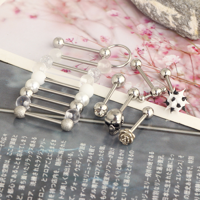Solid Color Pattern Women's Gender 1 Set Tongue Rings Simple Style Classic Style Solid Color 304 Stainless Steel Plating Tongue Rings