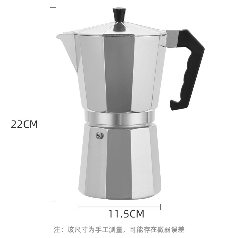 Olla de moca de aluminio para el hogar transfronterizo de Amazon, olla de extracción concentrada italiana, olla octogonal pequeña para oficina con válvula de cobre