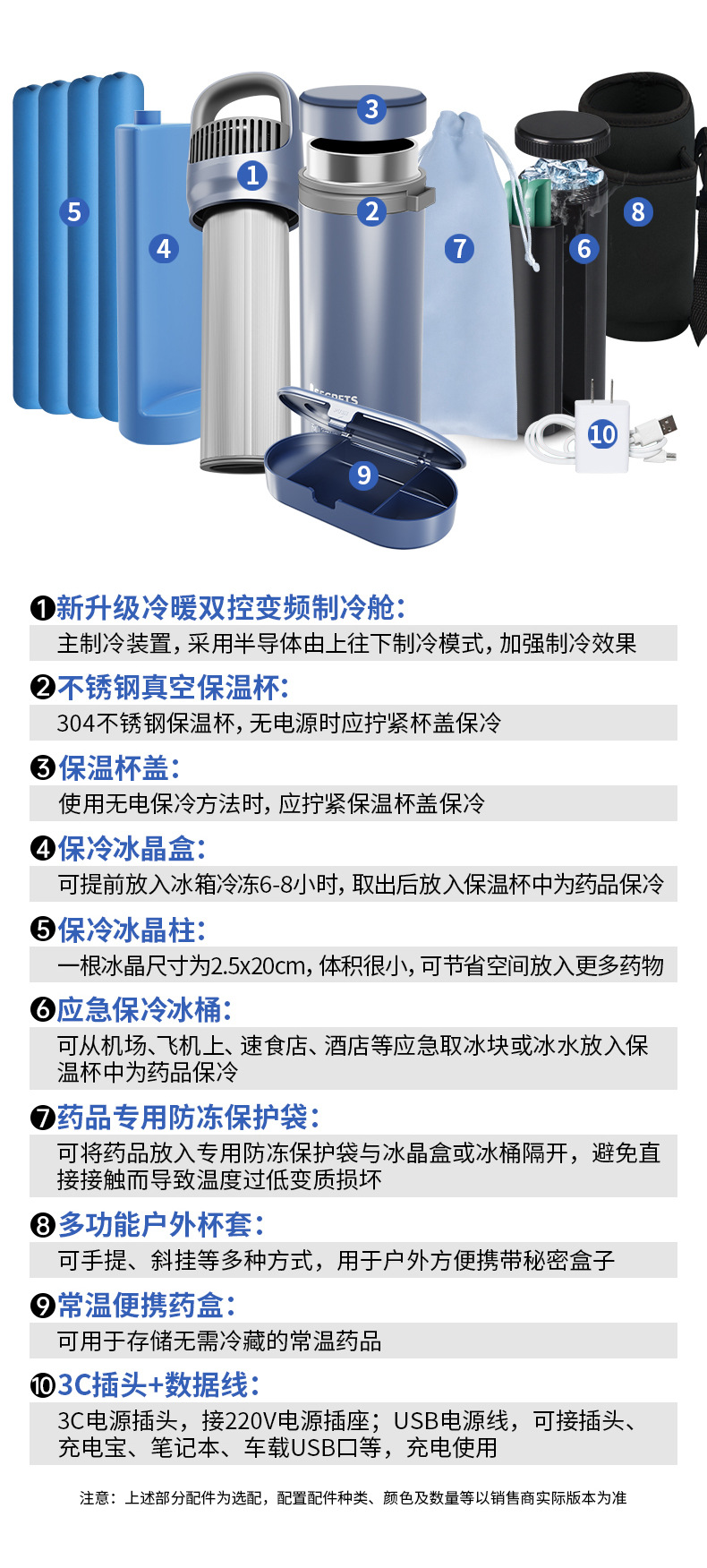 Insulin Freezer Portable Small Refrigerator Large Capacity Interferon Growth Hormone Drug Freezer Cold Storage Cup