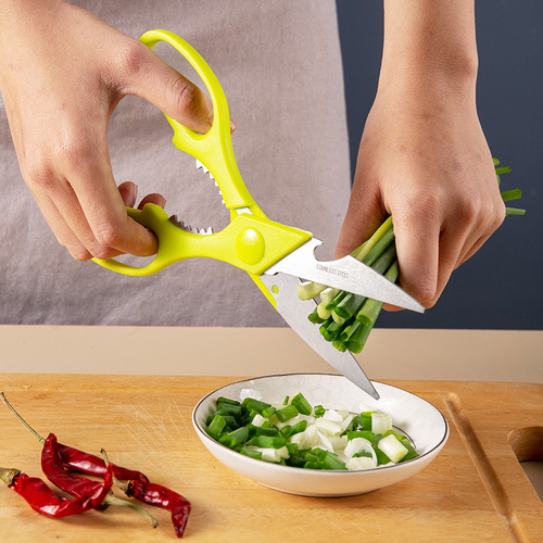 Stainless steel multi-functional scissors, household kitchen, bone and meat cutting, bottle cap opening, fish killing, powerful scissors, labor-saving chicken bone scissors