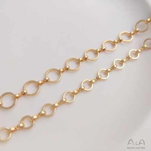 Color-preserving 14K gold-filled 6mm ring chain 8mm round O chain handmade loose chain diy bracelet earrings jewelry materials