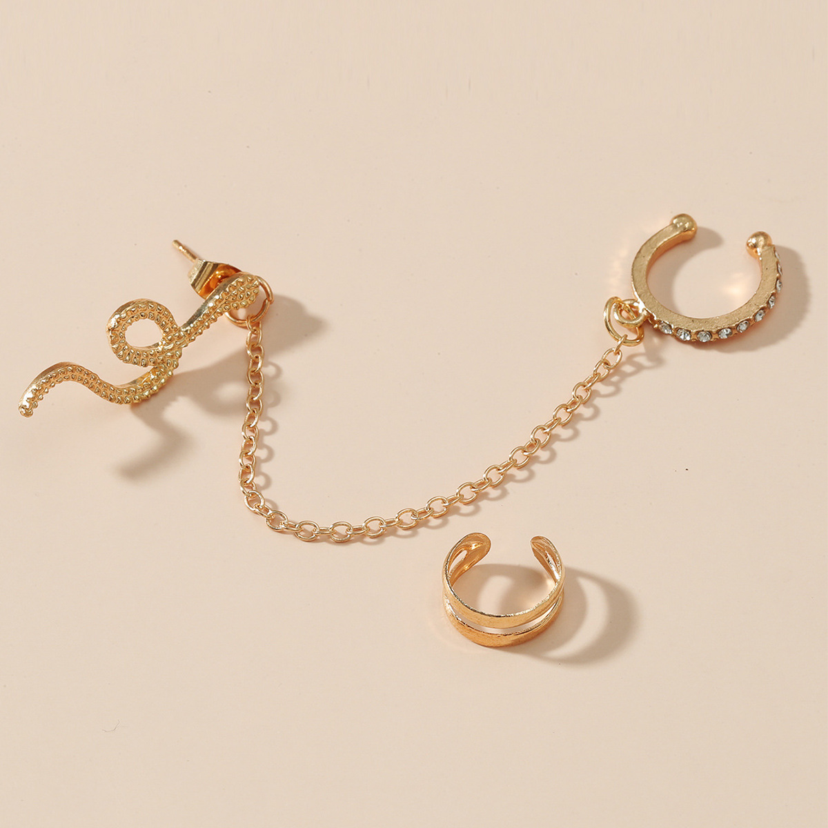 Wholesale Jewelry Snake-shaped Stud Long One-piece Chain Ear Clip Nihaojewelry display picture 6