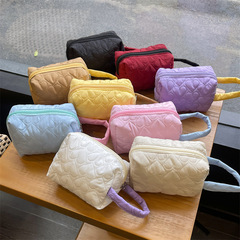 韓國ins日系絎繡愛心旅行便攜化妝包收納整理袋隨身筆袋女鉛筆袋