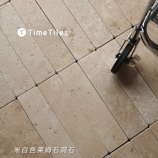 ♤ Light Beige Travertine Lime Stone Antique Style Beige Natural Stone Bathroom Tiles Clothing Store Facade Wall