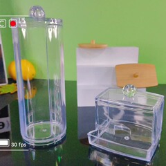 角型高タイプ化粧綿の綿棒収納ケース二合一セットデスクトップ化粧品収納透明収納