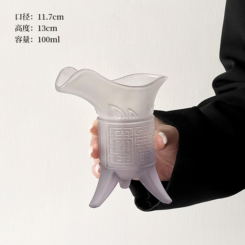 ins创意搞怪秦始皇奶茶杯玻璃杯帝王杯古代三足杯仿古爵杯酒杯子|undefined