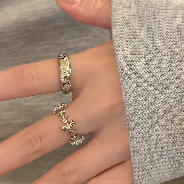 Кольцо с цирконом, дизайн light-luxury, из меди, регулируемое, на указательный палец