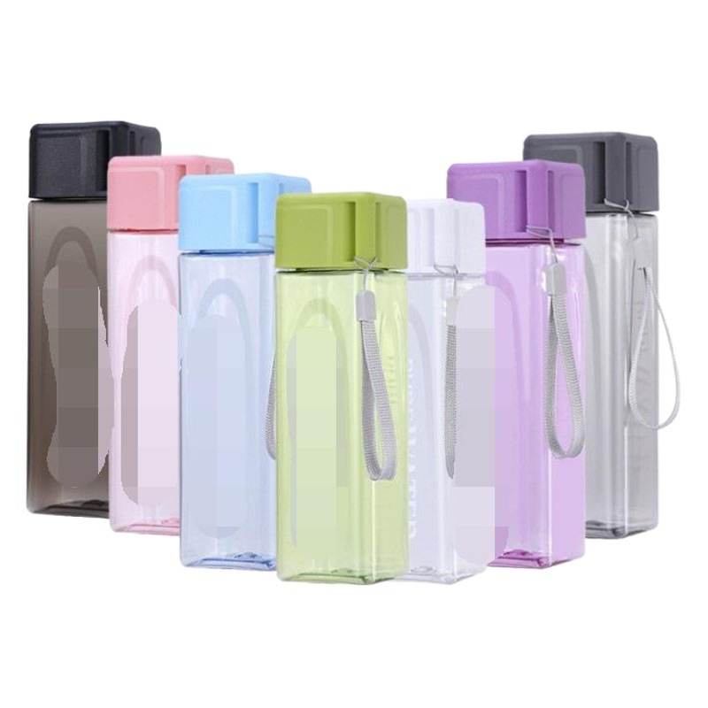 Vaso cuadrado de plástico para té con leche Vaso minimalista universal para almacenamiento Vaso deportivo portátil para estudiantes y niños Regalo