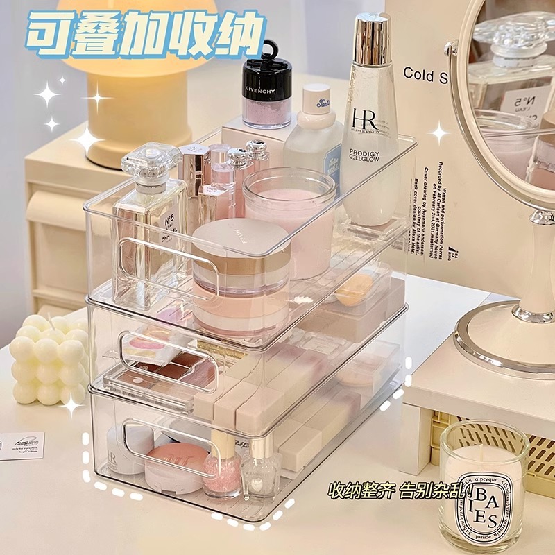 収納ボックスアクリルデスクトップ化粧品透明ボックス寮プラスチック引き出しオーガナイザーボックス積み重ね可能な収納ラック|undefined