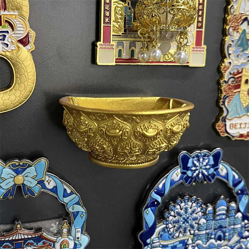 陝西省西安博物館文化創造オシドリ蓮の花びら金飯椀金冷蔵庫マグネット樹脂旅行お土産ギフト|undefined