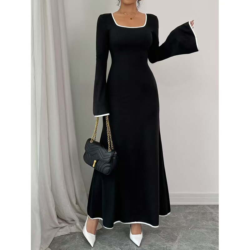 2026 European and American Cross-Border Amazon Independent Site Shein Elegant Long-Sleeve Simple Color-Blocking Dress Hot-Selling Women's Clothing 2026 European and American Cross-Border Amazon Independent Site Shein Elegant Long-Sleeve Simple Color-Blocking Dress Hot-Selling Women's Clothing