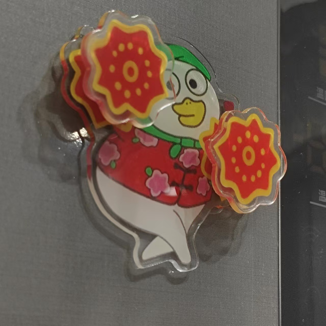 소홍수 동일 스타일 인 스타일 동북 에렌주안 큰 오리 아크릴 DIY 브라켓 고가 냉장고 자석