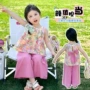 女童小女孩碎花无袖阔腿裤