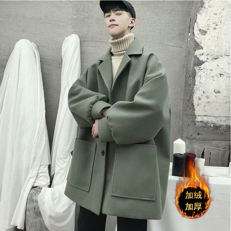 Otoño y invierno en Hong Kong, abrigo de comercio exterior de moda coreano, abrigo de lana para hombres, abrigo de lana gruesa