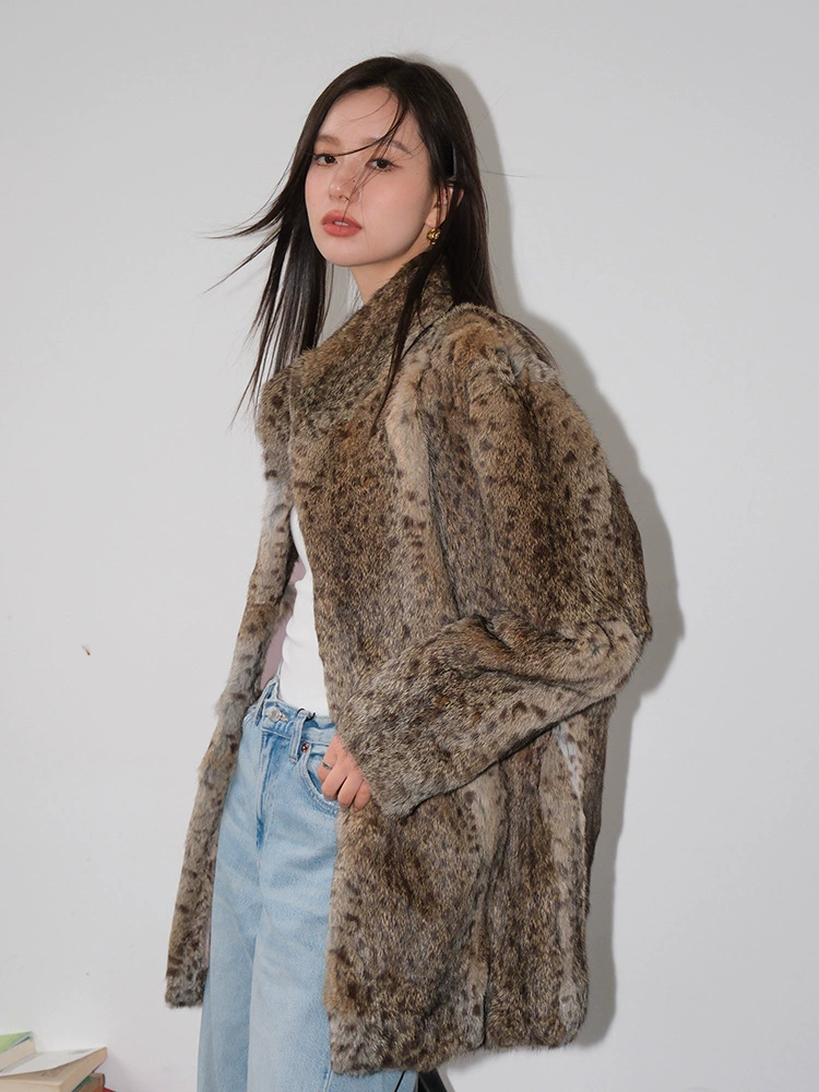 Love Leopard Leopard Old Money Middle Rabbit Pyreal Classic Leopard Mao Mao Mao middle long model