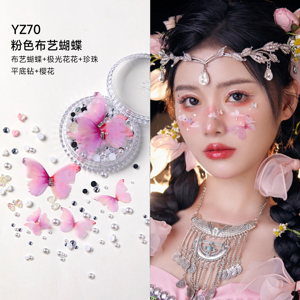 Decoraciones faciales maquillaje de ojos de novia maquillaje de escenario para niños pegatinas especiales cara lentejuelas lágrima diamante mariposa perla al por mayor