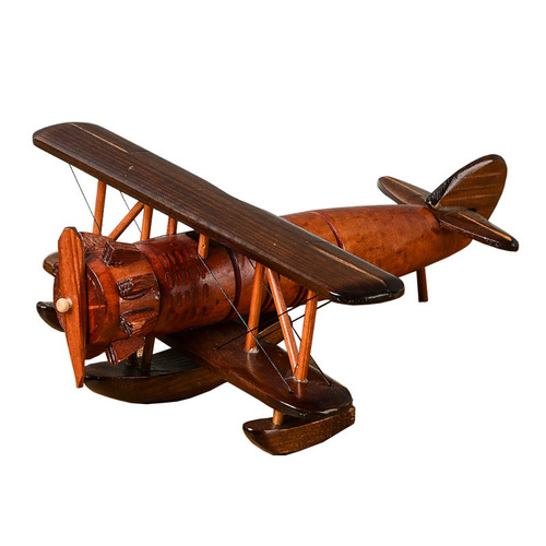 Wooden retro airplane decorative craft creative home desk airplane model ornament wooden cross-border handicraft