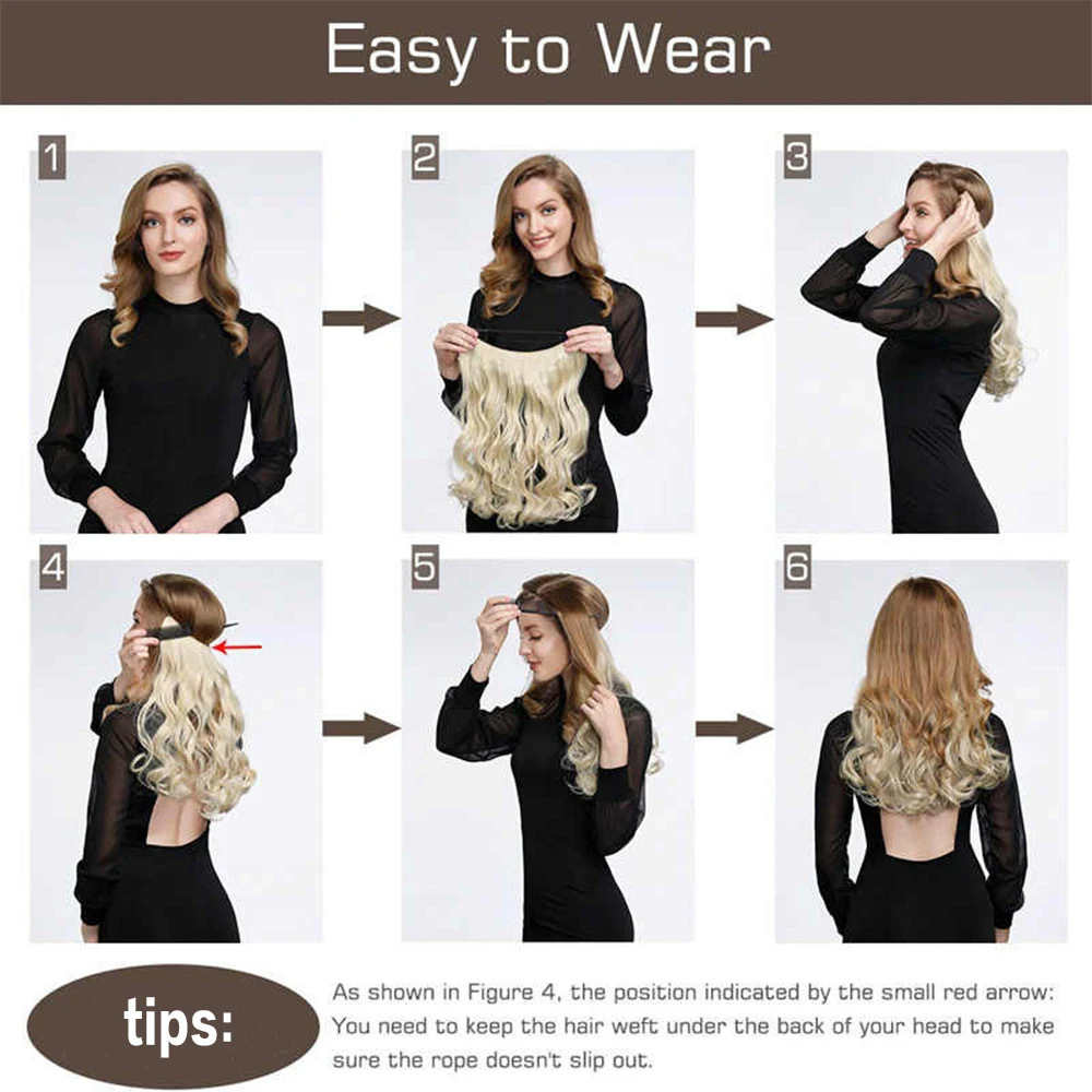 Extensión de cabello de cabello de alta temperatura de cabello recto ajustable libremente de una pieza de extensión de cabello de línea de pescado sin marca