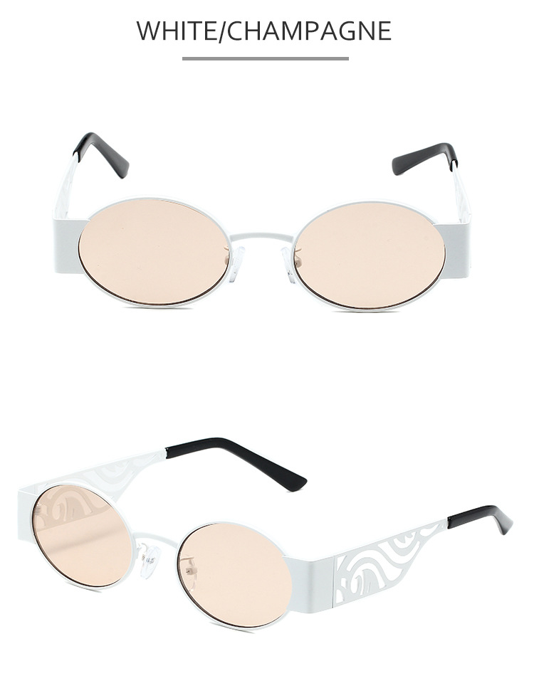 Neue Retro-Mode Punk runden Rahmen Sonnenbrille Metall hohlen Gläsern Beine Sonnenbrille grenzüberschreitende Brille Männer und Frauen trendy cool_voghion.com