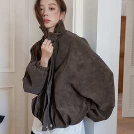 美式复古哑光皮衣外套女2026春秋新款高级感酷飒休闲垂软夹克上衣