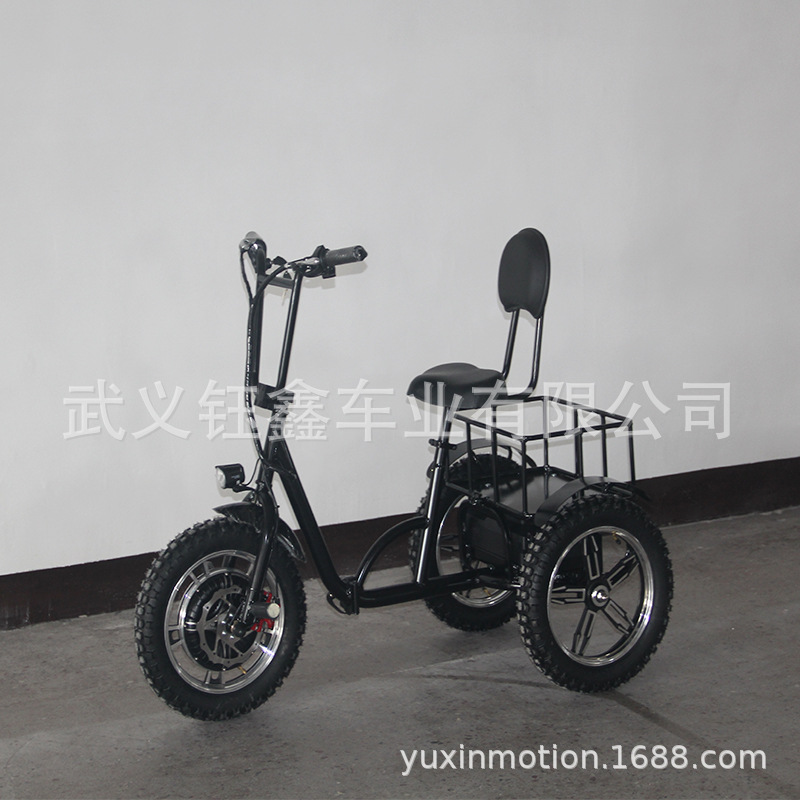 2022新款可折叠带脚踏500W48V 电动三轮车带后车筐  代步车三轮